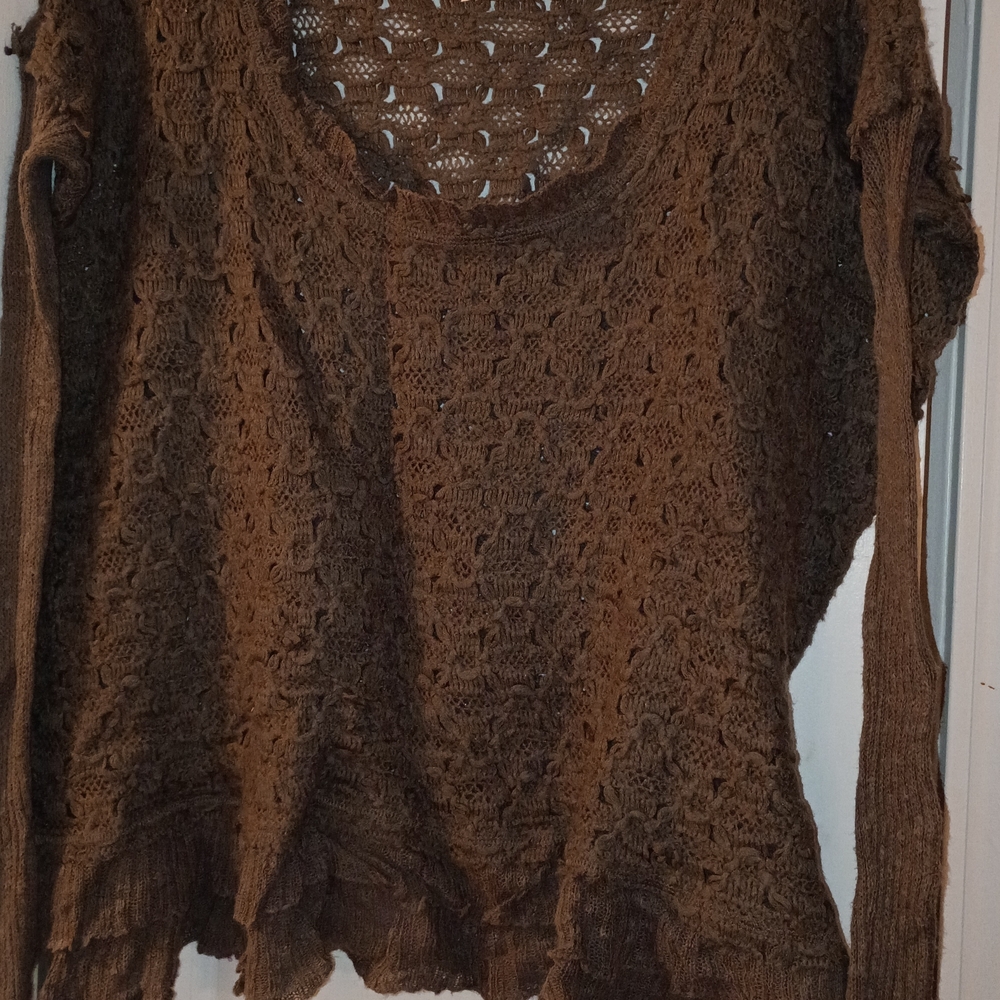 Free People Brown Crochet Sweater